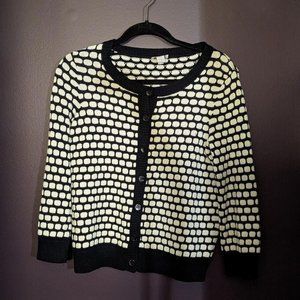 Chico's Black And White Knit Button Up Sweater Cardigan sz 0